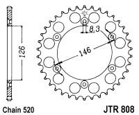 Kit de lant D.I.D Chain - Auriu chain 520 VX, X-ring (X, NX, QX, XS), CHK front sprocket SUPERSPROX, CHK rear sprocket JT pentru SUZUKI DR 350 SE 1996 - Img 5