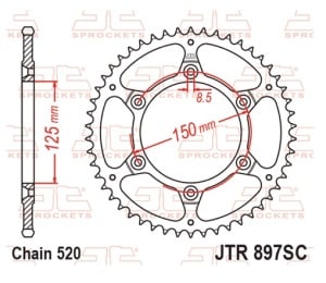Kit de lant EK - Auriu chain 520 RRSM, Non-sealed, CHK front sprocket JT, CHK rear sprocket JT pentru KTM XC-W 300 2024 - Img 6
