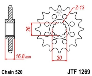 Pinion fata JT JTF 1269-14 14T, 520 - Img 2