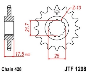 Pinion fata JT JTF 1298-17 17T, 428 - Img 2