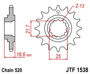Pinion fata JT JTF 1538-13 13T, 520 - Img 2