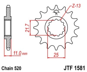 Pinion fata JT JTF 1581-13 13T, 520 - Img 2