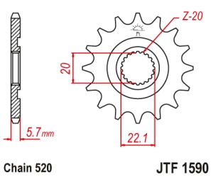 Pinion fata JT JTF 1590-13 13T, 520 - Img 2