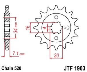 Pinion fata JT JTF 1903-12 12T, 520 - Img 2