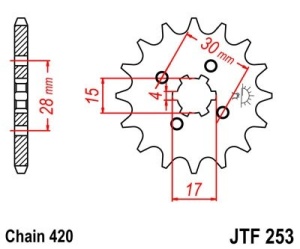 Pinion fata JT JTF 253-17 17T, 420 - Img 2