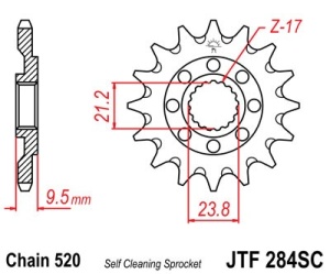 Pinion fata JT JTF 284-13SC 13T, 520 Self Cleaning Lightweight - Img 2