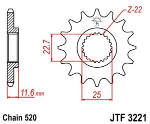 Pinion fata JT JTF 3221-13 13T, 520 - Img 2