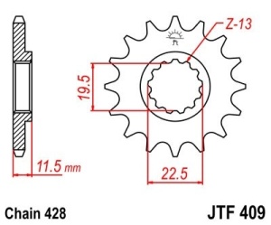 Pinion fata JT JTF 409-14 14T, 428 - Img 2