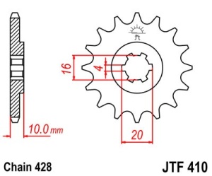 Pinion fata JT JTF 410-16 16T, 428 - Img 2