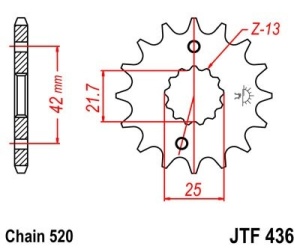Pinion fata JT JTF 436-15 15T, 520 - Img 2
