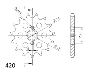Pinion fata SUPERSPROX CST-1128:14 14T, 420 - Img 2