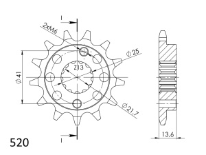 Pinion fata SUPERSPROX CST-1307:14 14T, 520 - Img 2
