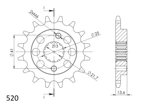 Pinion fata SUPERSPROX CST-1307:16 16T, 520 - Img 2