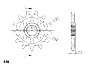 Pinion fata SUPERSPROX CST-1323:13 13T, 520 - Img 2