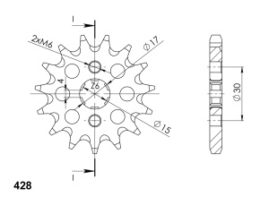 Pinion fata SUPERSPROX CST-274:15 15T, 428 - Img 2