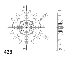 Pinion fata SUPERSPROX CST-410:14 14T, 428 - Img 2