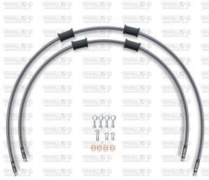 RACE Front brake hose kit Venhill POWERHOSEPLUS KAW-7023F (2 conducte in kit) Clear hoses, chromed fittings
