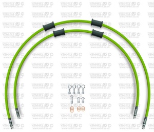 RACE Front brake hose kit Venhill POWERHOSEPLUS SUZ-6030F-GR (2 conducte in kit) Green hoses, chromed fittings