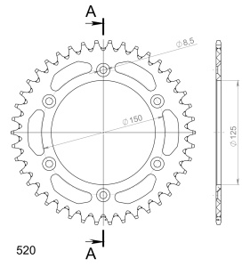 Rear ALU sprocket SUPERSPROX RAL-990:42-ORG portocaliu 42T, 520 - Img 2