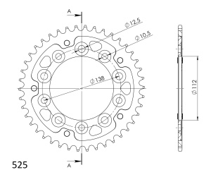 Rear sprocket SUPERSPROX STEALTH RST-1304:42-GLD auriu 42T, 525 - Img 2