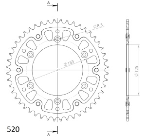Rear sprocket SUPERSPROX STEALTH RST-210:48-RED Rosu 48T, 520 - Img 2