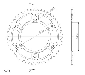 Rear sprocket SUPERSPROX STEALTH RST-460:50-GLD auriu 50T, 520 - Img 2