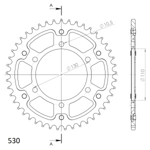 Rear sprocket SUPERSPROX STEALTH RST-479:45-GLD auriu 45T, 530 - Img 2