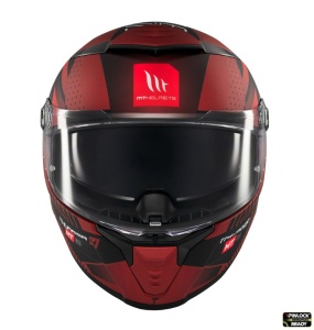 Casca MT Thunder 4 SV Luminence D5 rosu mat, vedere frontala cu viziera inchisa
