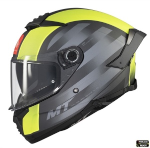 Casca MT Thunder 4 SV Treads D3 galben fluo mat cu ochelari de soare interiori coborati