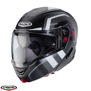 Casca modulabila (flip-up) Caberg Horus X Road M4 negru/gun metal (titanium)/alb mat