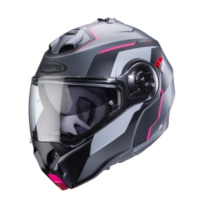 Casca modulabila (flip-up) Caberg model Duke Evo Move M1 SV gun metal (titanium)/negru/fuchsia (roz) mat Pinlock ready – lentila Pinlock inclusa - Img 7