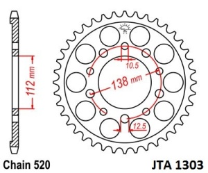 Foaie spate ALU JT JTA 1303-52 52T, 520 - Img 2