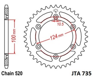 Foaie spate ALU JT JTA 735-39BLK 39T, 520 Negru - Img 2