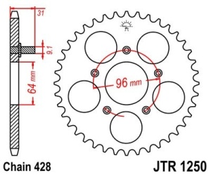 Foaie spate JT JTR 1250-56 56T, 428 - Img 2