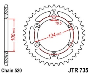 Foaie spate JT JTR 735-37 37T, 520 - Img 2