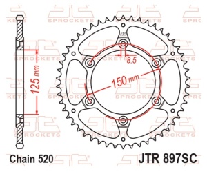 Foaie spate JT JTR 897-49SC 49T, 520 Self Cleaning Lightweight - Img 2