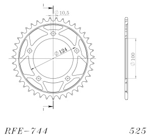 Foaie spate SUPERSPROX RFE-744:39-BLK Negru 39T, 525 - Img 2