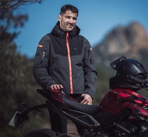 Geaca (jacheta) motociclete barbati Touring/Adventure/Urban Ixon All season model Burning MS culoare: antracit/negru/rosu neon (geaca laminata; waterproof si pe exterior) - Img 4