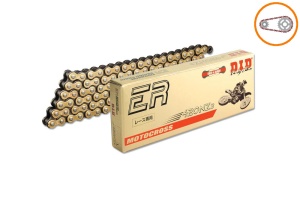 Kit de lant D.I.D Chain - Auriu lant 420 NZ, Non-sealed, pinion fata SUPERSPROX, foaie spate SUPERSPROX pentru KAWASAKI KX 85 2001-2024 - Img 1
