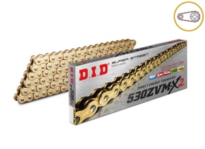 Kit de lant D.I.D Chain - Auriu lant 530 ZVM-X, X-Ring, pinion fata SUPERSPROX, foaie spate SUPERSPROX pentru SUZUKI GSX-R 750 1986-1987