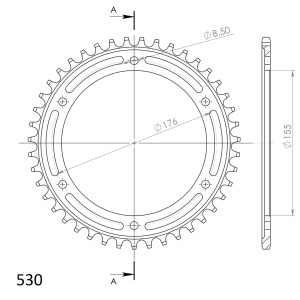 Kit de lant EK - Argintiu chain 530 DEX, X-ring (X, NX, QX, XS), CHK front sprocket SUPERSPROX, CHK rear sprocket SUPERSPROX pentru TRIUMPH T509 Speed Triple 885 1997-1998 - Img 4