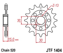 Pinion fata JT JTF 1404-15 15T, 520 - Img 2