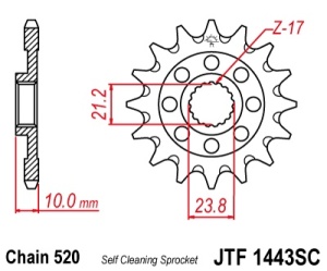 Pinion fata JT JTF 1443-13SC 13T, 520 Self Cleaning Lightweight - Img 2