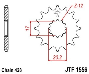 Pinion fata JT JTF 1556-12 12T, 428 - Img 2