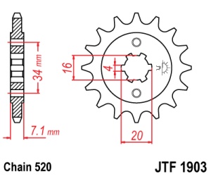 Pinion fata JT JTF 1903-15 15T, 520 - Img 2
