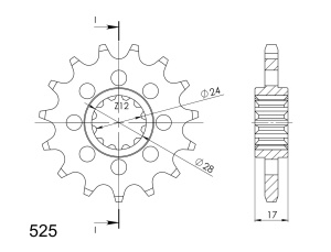 Pinion fata SUPERSPROX CST-1371:15 15T, 525 - Img 2