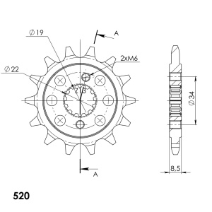 Pinion fata SUPERSPROX CST-1403:14 14T, 520 - Img 2