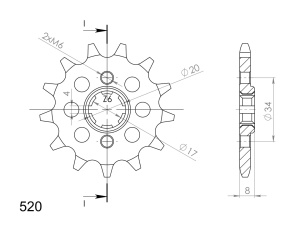 Pinion fata SUPERSPROX CST-287:14 14T, 520 - Img 2