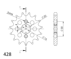 Pinion fata SUPERSPROX CST-417:13 13T, 428 - Img 2