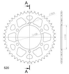 Rear ALU sprocket SUPERSPROX RAL-486:46-BLK Negru 46T, 520 - Img 2